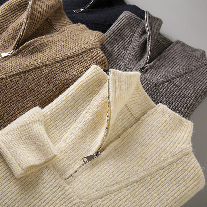Ribbed Knit Half-Zip Sweater