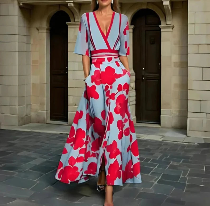 Seraphina | Embroidered Floral V-neck Dress