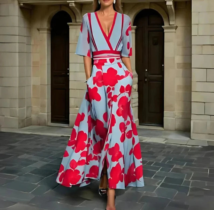 Seraphina | Embroidered Floral V-neck Dress