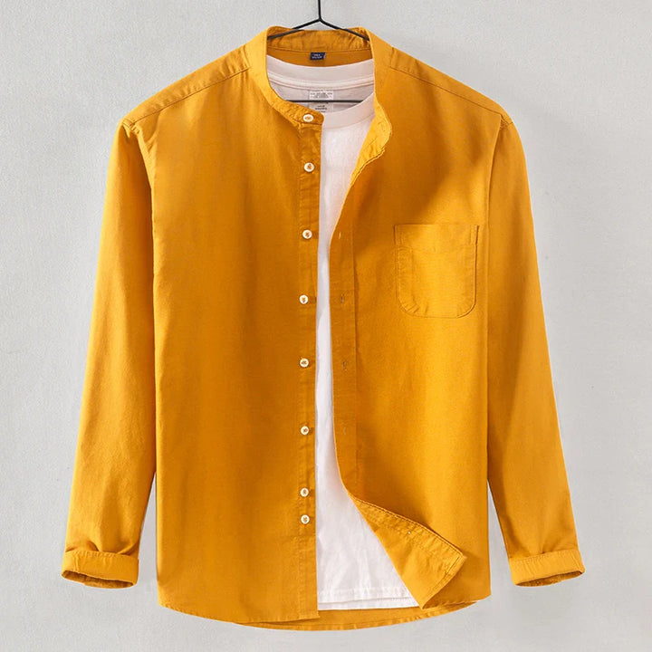 Renzo | Men’s Minimalist Mandarin Collar Cotton Shirt