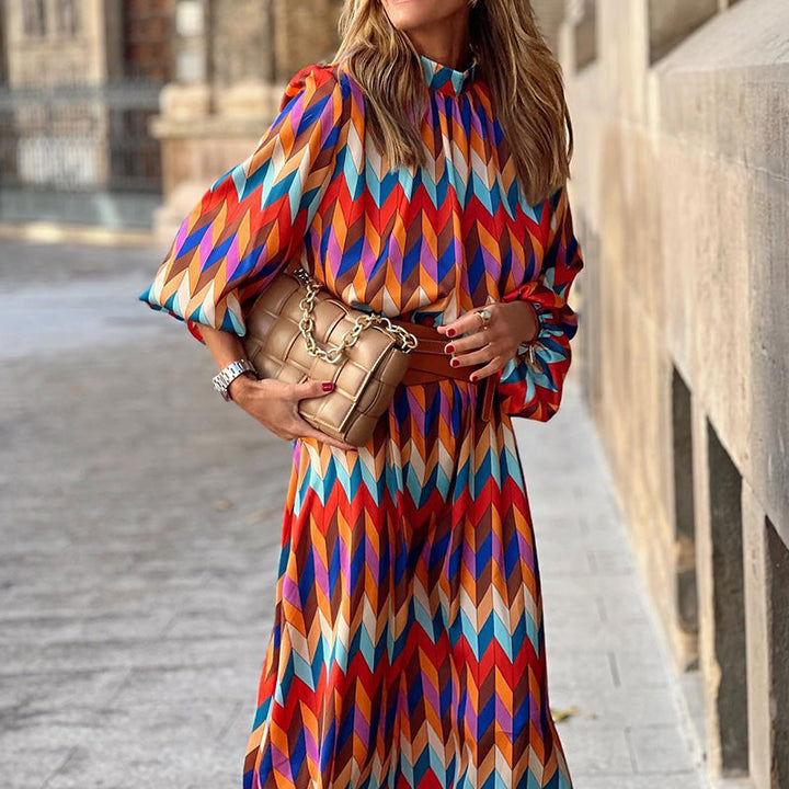 Marisol | Retro Geometric Midi Dress