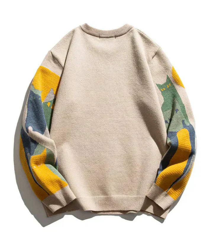 Graphic Cat Print Men’s Sweater