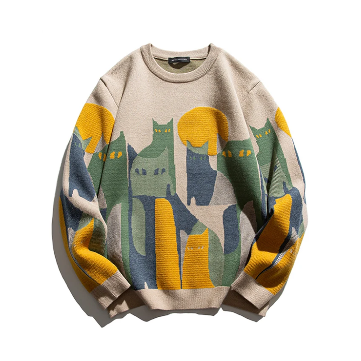 Sweater with cat pattern on a white background