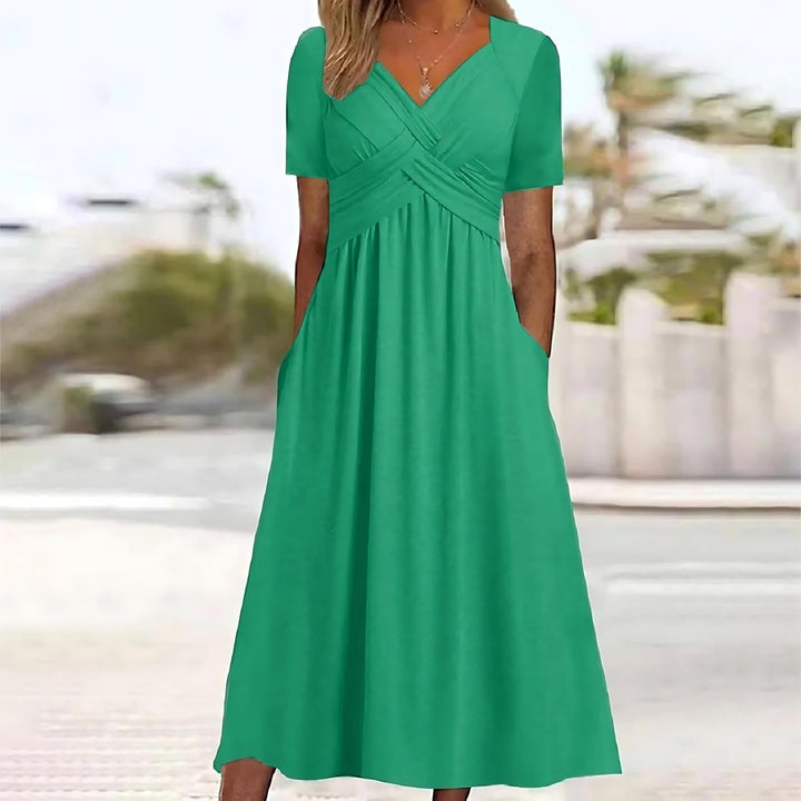 Isolde | Elegant Cross-Waist Midi Dress