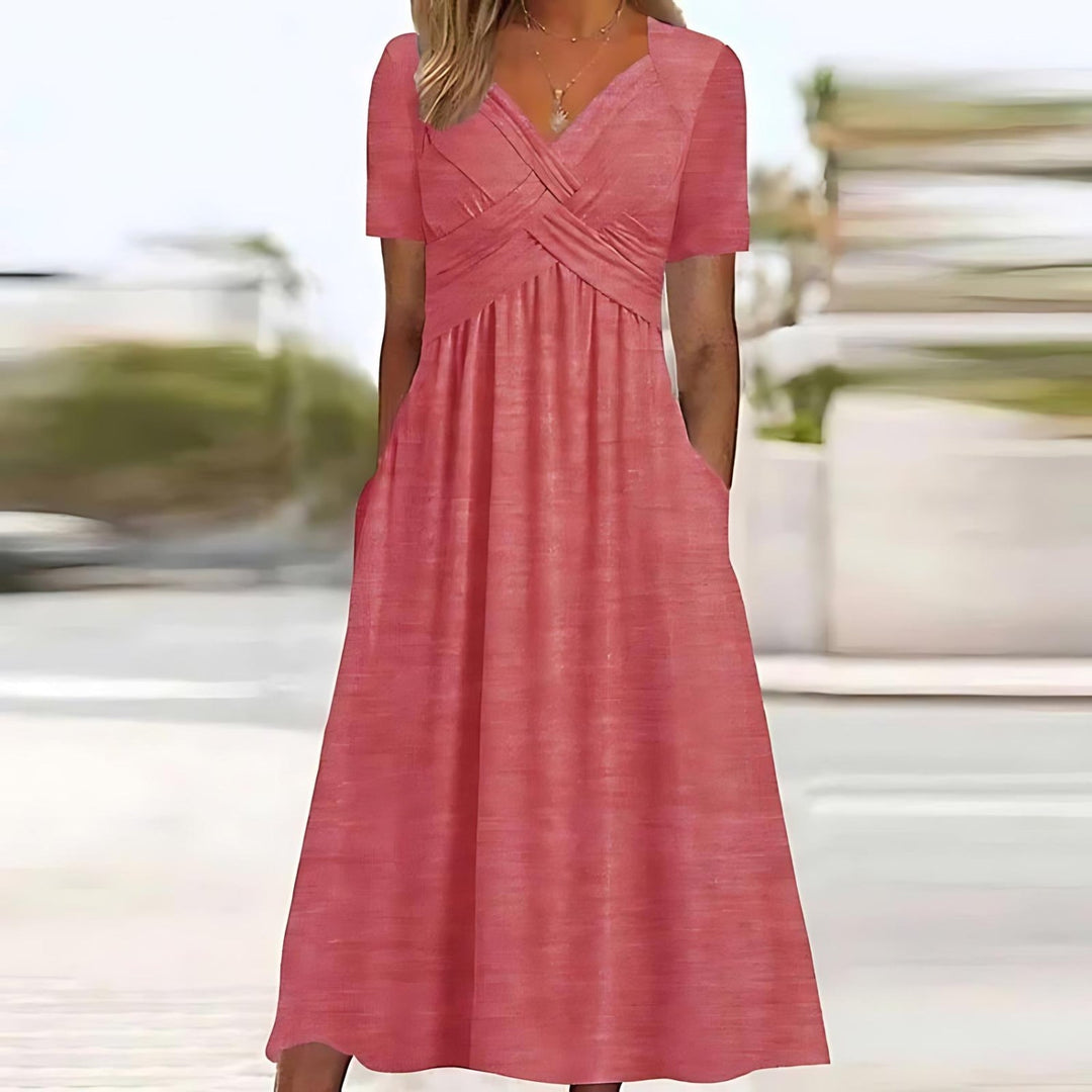 Isolde | Elegant Cross-Waist Midi Dress