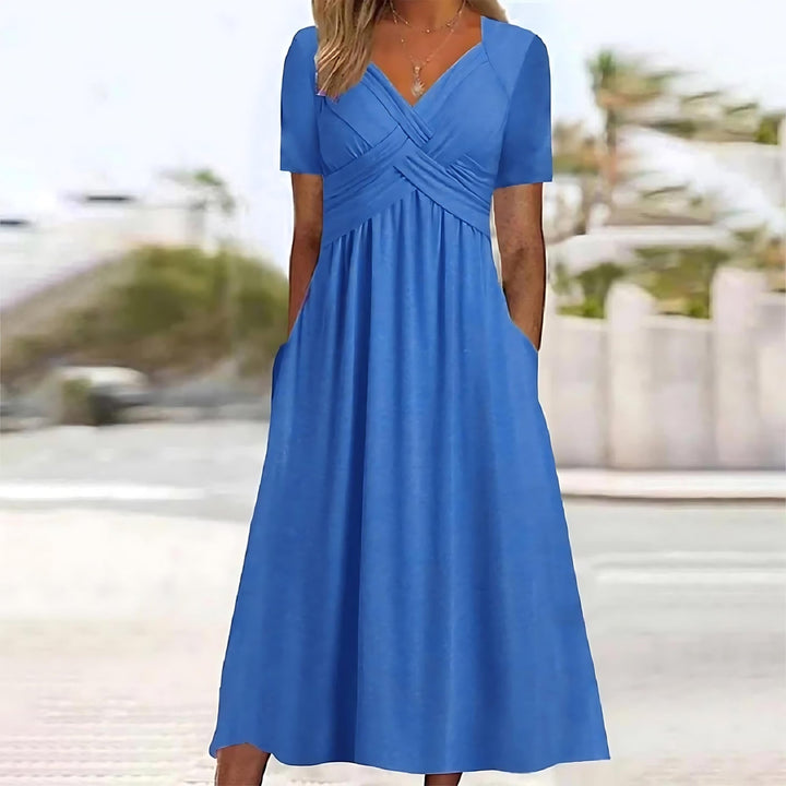Isolde | Elegant Cross-Waist Midi Dress