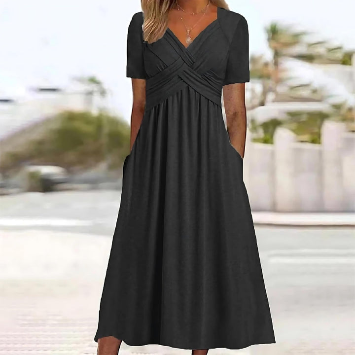Isolde | Elegant Cross-Waist Midi Dress