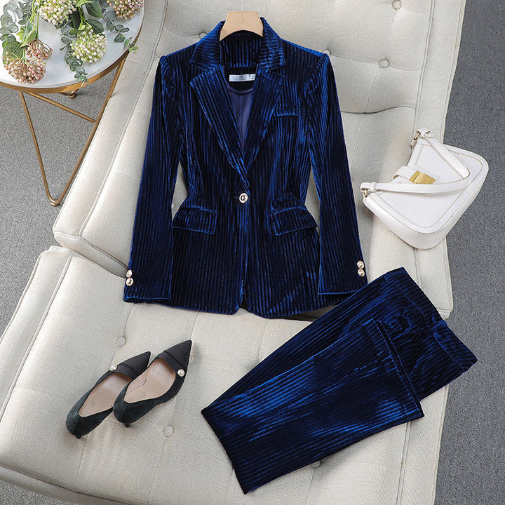 Ellie | Women’s Pinstripe Blazer and Straight Leg Pants Suit