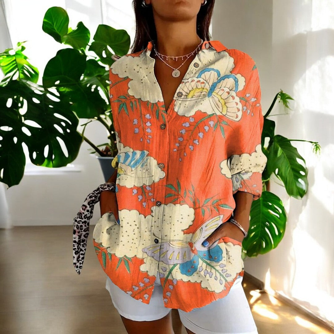 Yara | Artistic Botanical Print Blouse