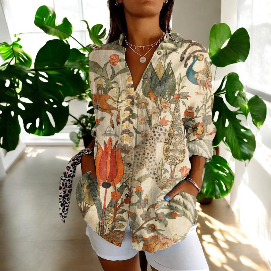 Yara | Artistic Botanical Print Blouse