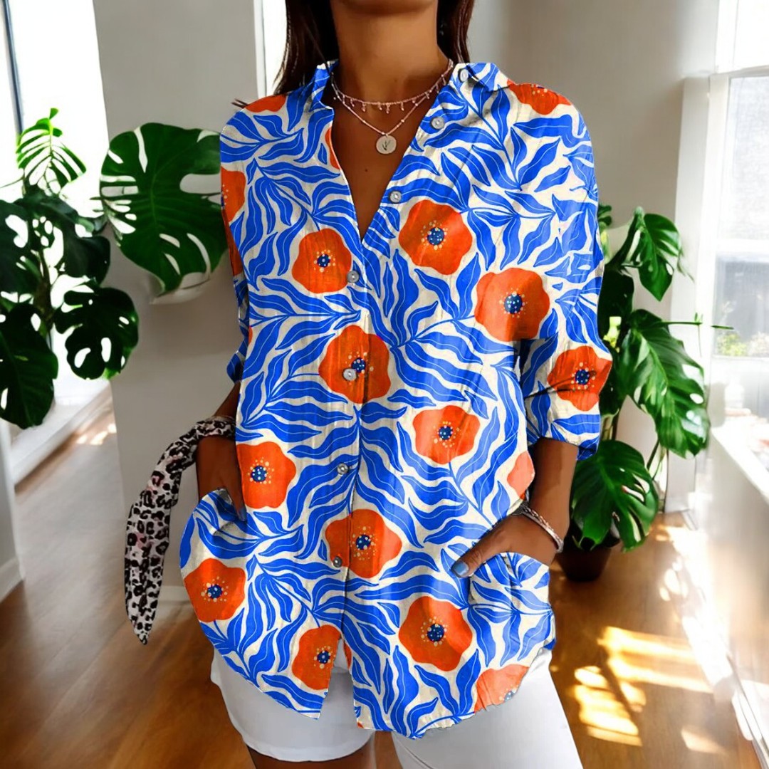 Yara | Artistic Botanical Print Blouse