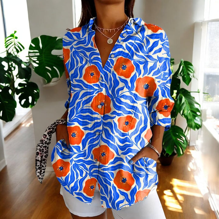 Yara | Artistic Botanical Print Blouse
