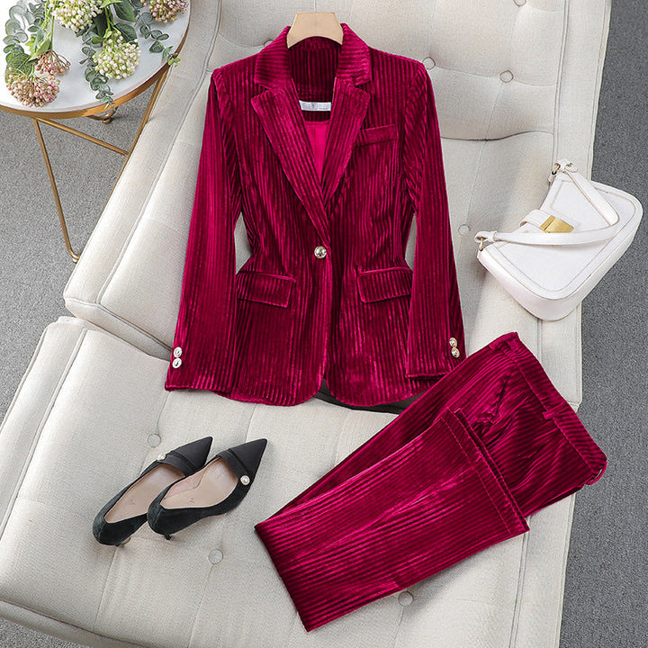 Ellie | Women’s Pinstripe Blazer and Straight Leg Pants Suit