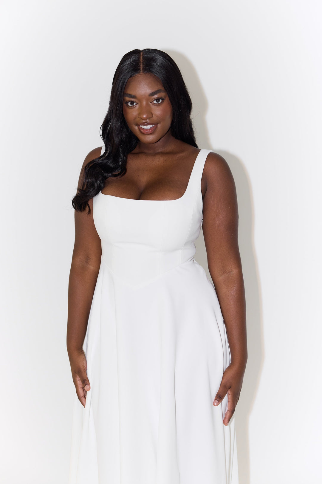 Celina | Elegant Square Neck Midi Dress