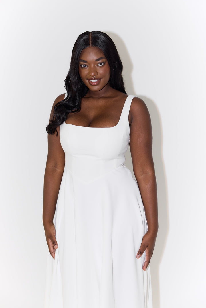 Celina | Elegant Square Neck Midi Dress