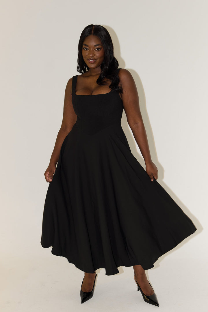 Celina | Elegant Square Neck Midi Dress