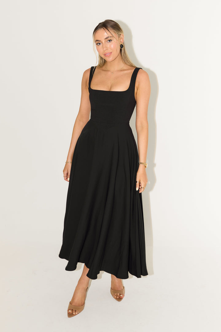 Celina | Elegant Square Neck Midi Dress
