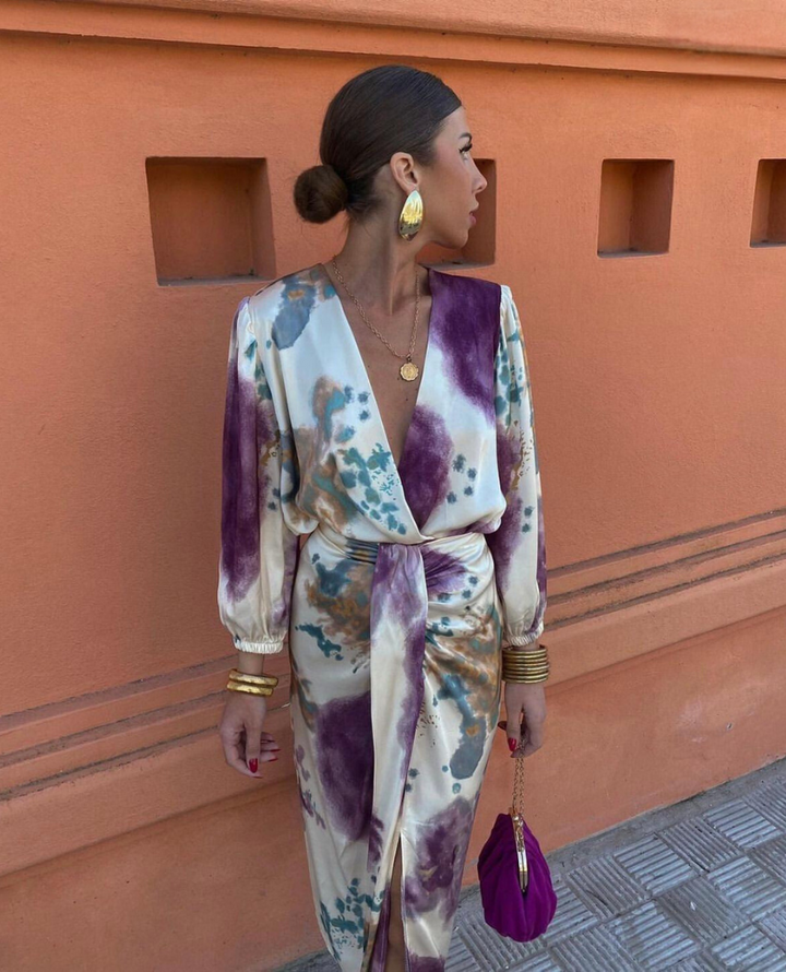 Serenya | Elegant Abstract Wrap Dress