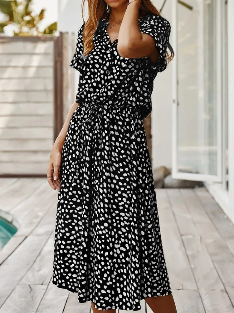 Sienna | Relaxed Leopard Print Midi Dress