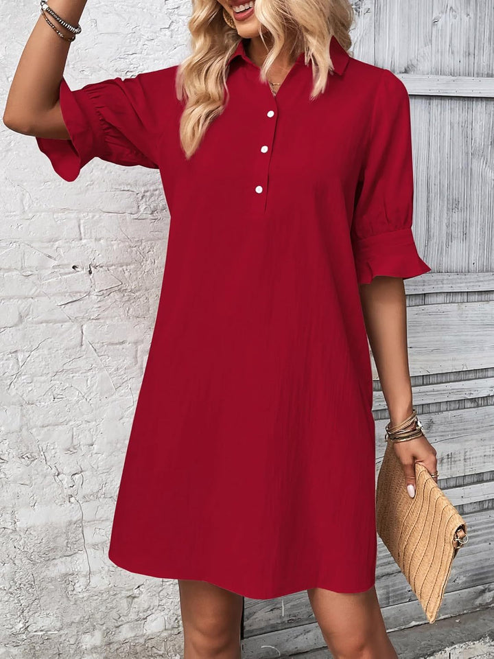 Vionne | Effortless Button-Collar Shirt Dress