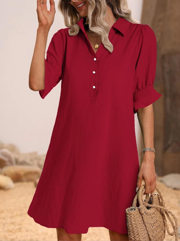 Vionne | Effortless Button-Collar Shirt Dress