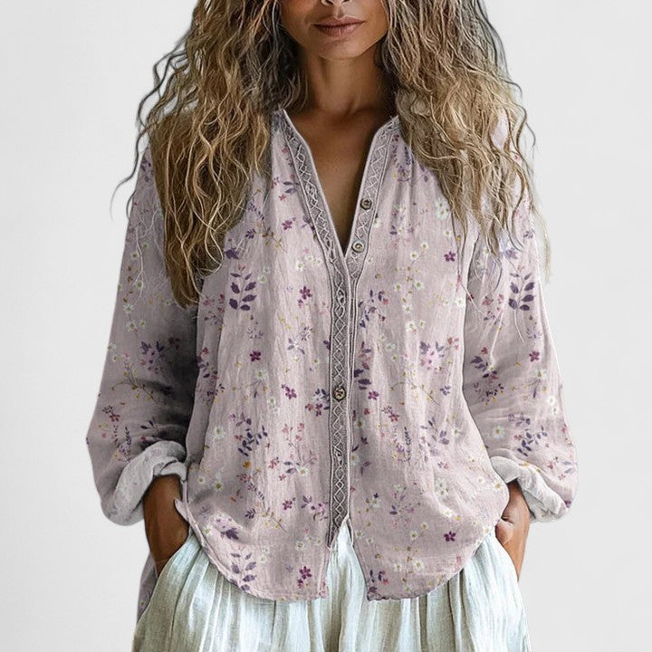 Rowan | Women’s Bohemian Dragonfly Motif Button-Down Tunic