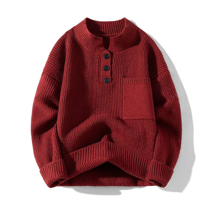 Classic Textured Henley Sweater