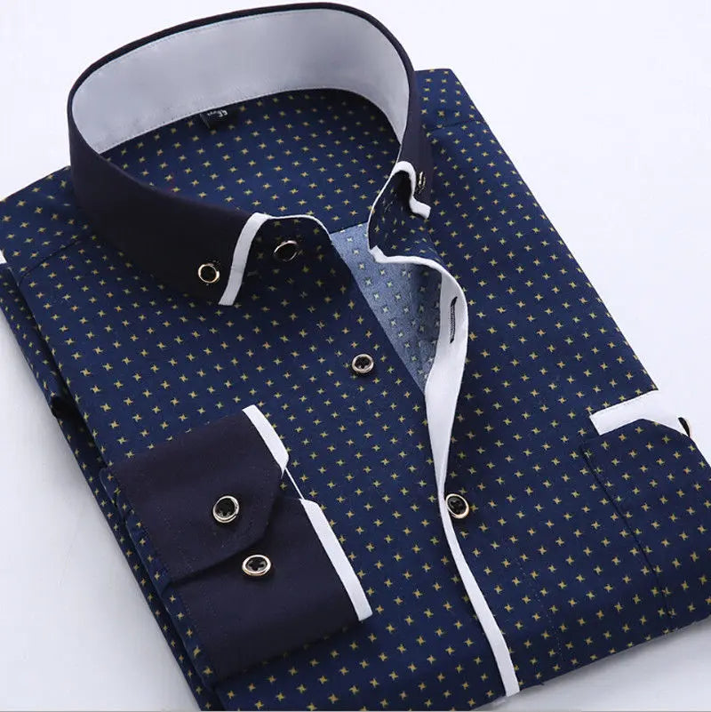 Sterling | Men’s Micro-Dot Contrast Collar Long Sleeve Button-Down