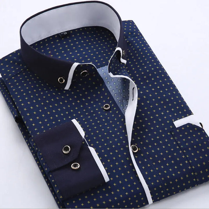 Sterling | Men’s Micro-Dot Contrast Collar Long Sleeve Button-Down