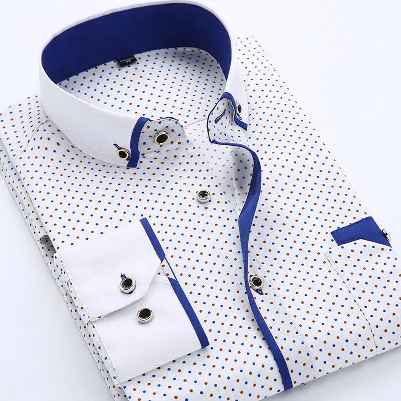 Sterling | Men’s Micro-Dot Contrast Collar Long Sleeve Button-Down
