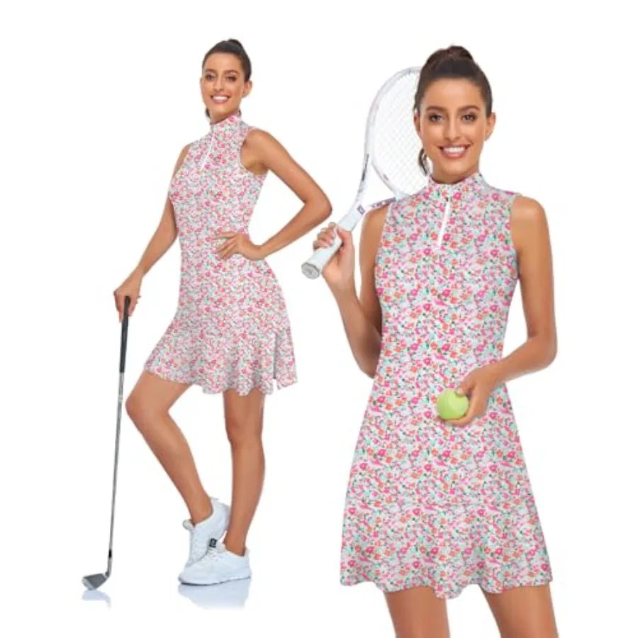 Harper | Women’s Floral Quarter-Zip Golf &amp; Pickleball Dress