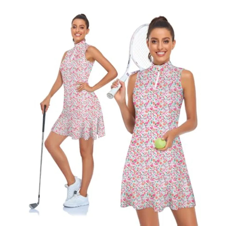 Harper | Women’s Floral Quarter-Zip Golf &amp; Pickleball Dress