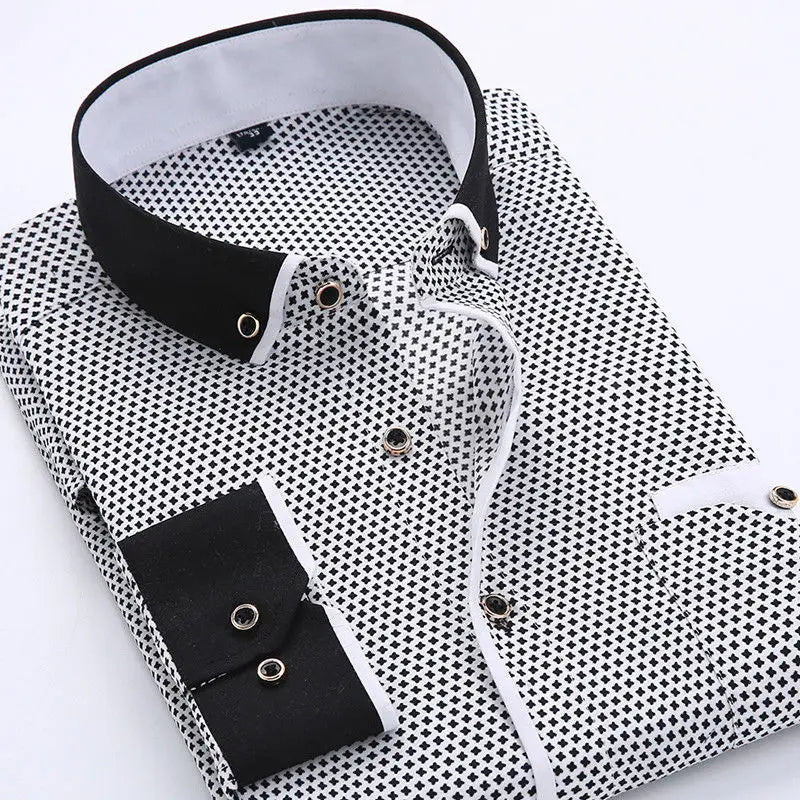Sterling | Men’s Micro-Dot Contrast Collar Long Sleeve Button-Down