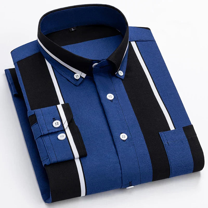 Kensington | Men’s Vertical Colorblock Panel Long Sleeve Button-Down