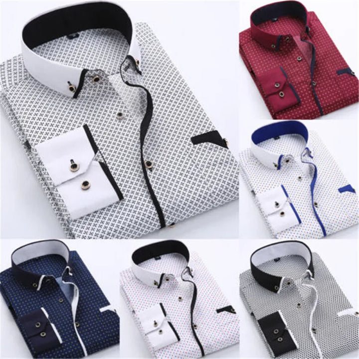Sterling | Men’s Micro-Dot Contrast Collar Long Sleeve Button-Down