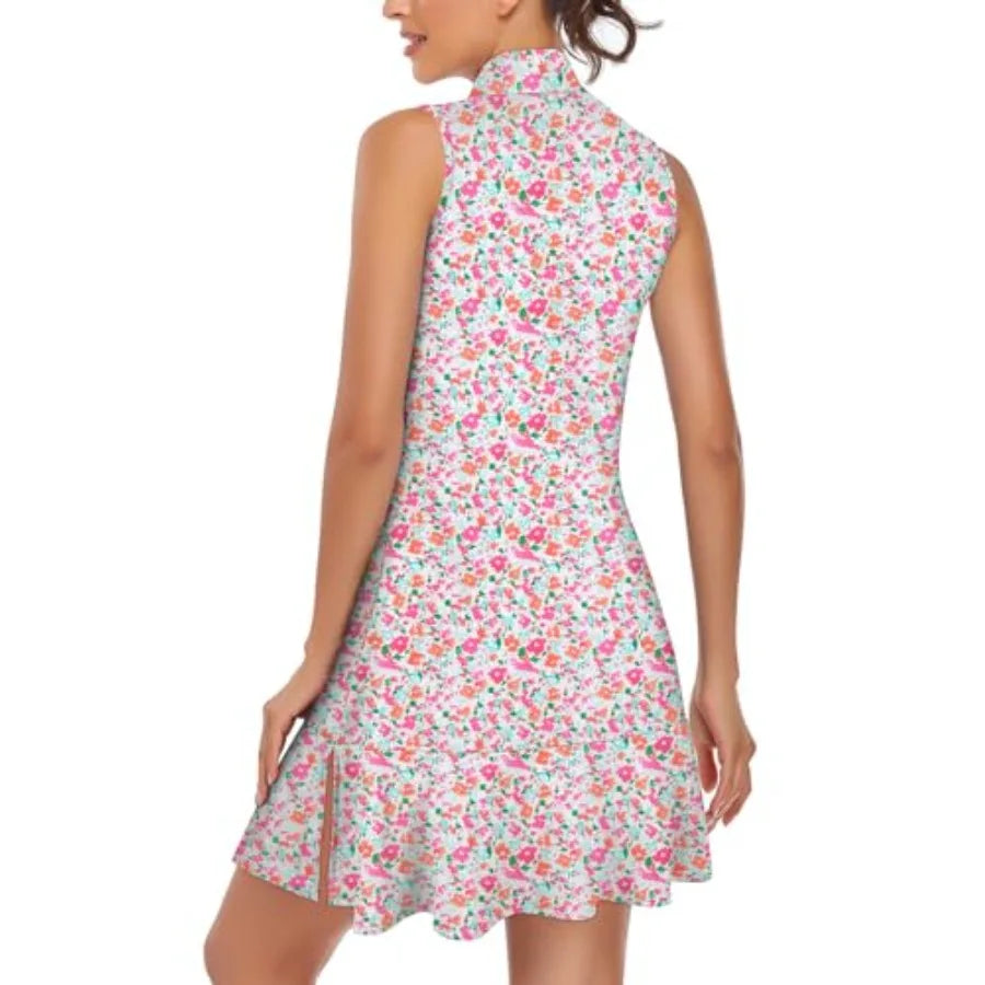 Harper | Women’s Floral Quarter-Zip Golf &amp; Pickleball Dress