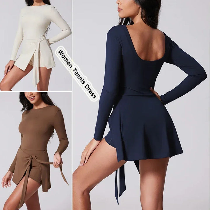 Freya | Women’s Long-Sleeve Asymmetrical Split Pickleball &amp; Tennis Dress