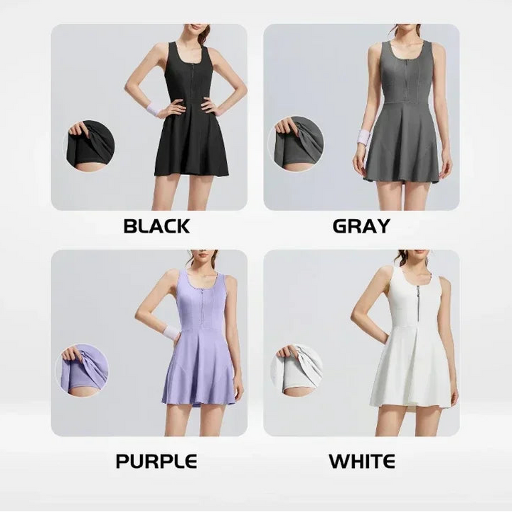 Aria | Women’s Zip-Front Flared Pickleball &amp; Tennis Dress
