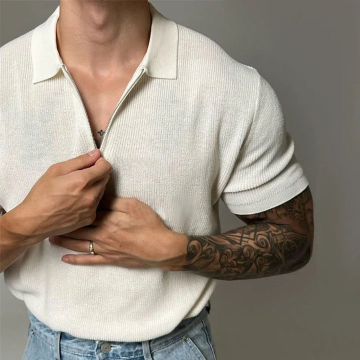 Declan | Men’s Muscle-Fit Quarter-Zip Knit Polo