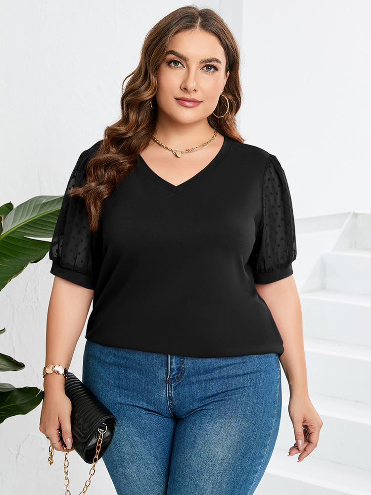 Nerise | Sheer Sleeve Puff Blouse