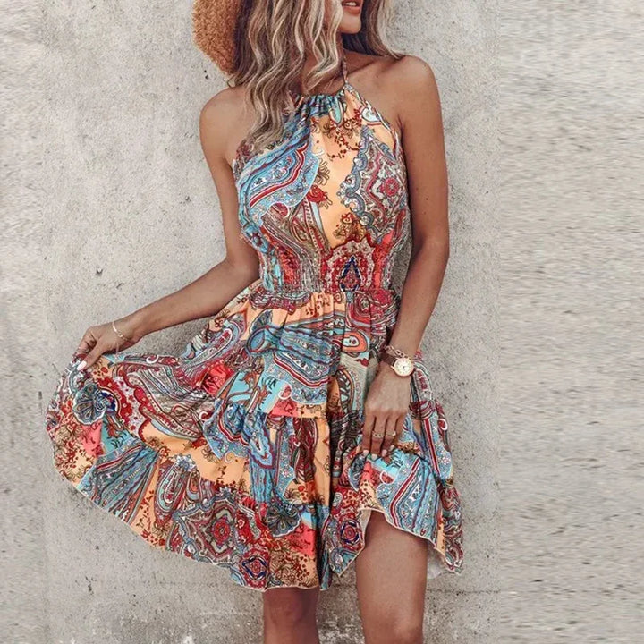 Esme | Boho Halter Summer Mini Dress