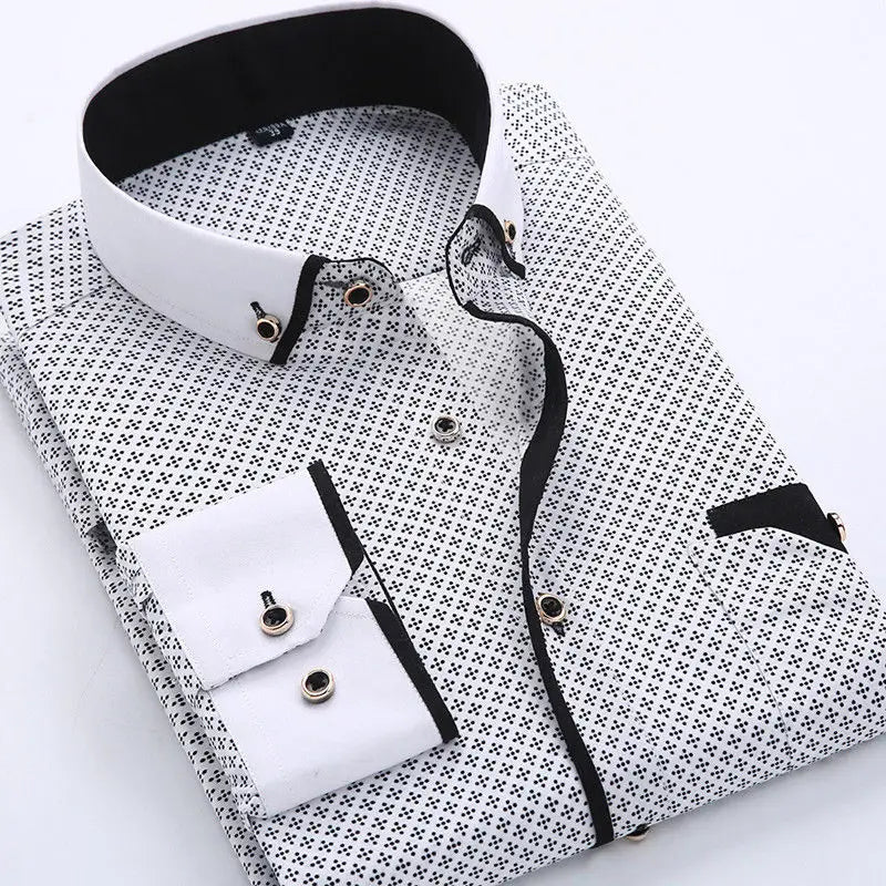 Sterling | Men’s Micro-Dot Contrast Collar Long Sleeve Button-Down