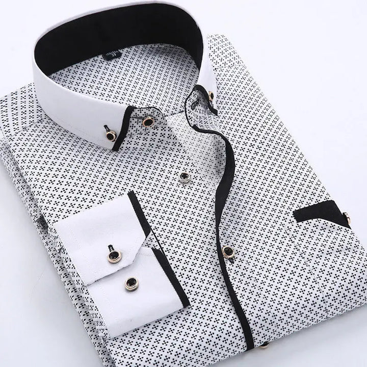 Sterling | Men’s Micro-Dot Contrast Collar Long Sleeve Button-Down