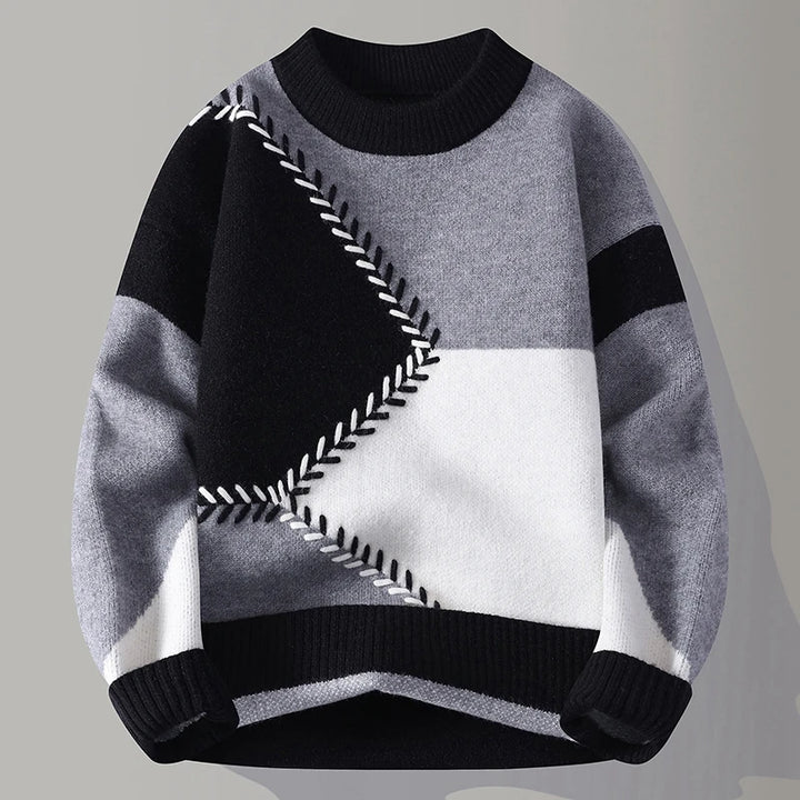 Colorblock Stitch Knit Sweater