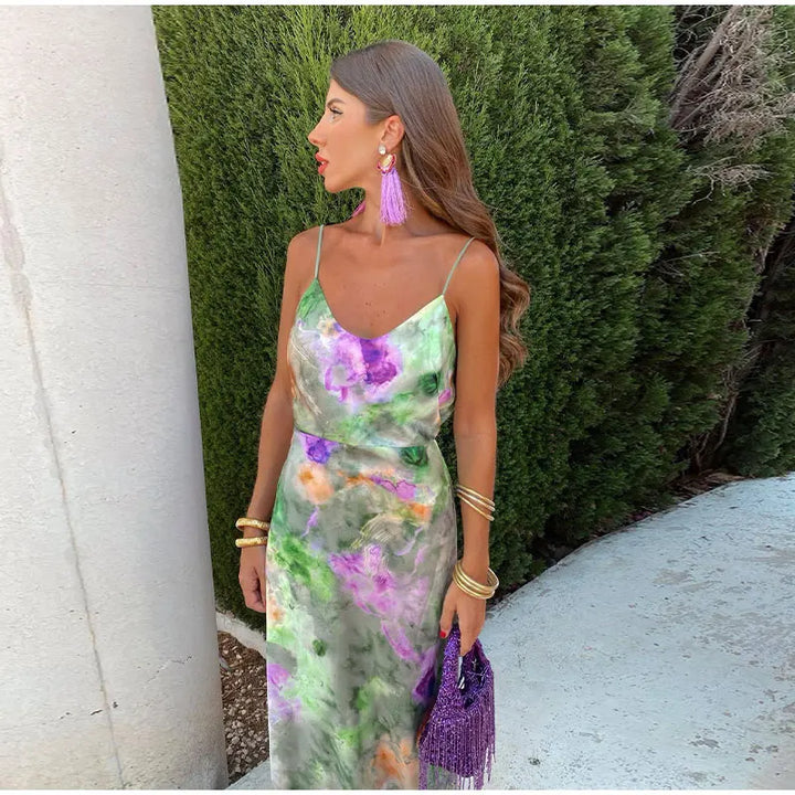 Liora | Elegant Tie-Dye Slip Dress