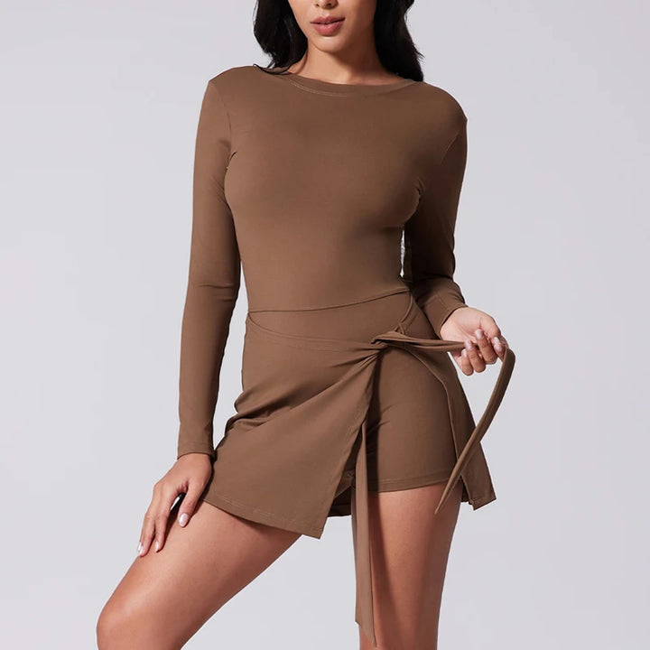 Freya | Women’s Long-Sleeve Asymmetrical Split Pickleball &amp; Tennis Dress
