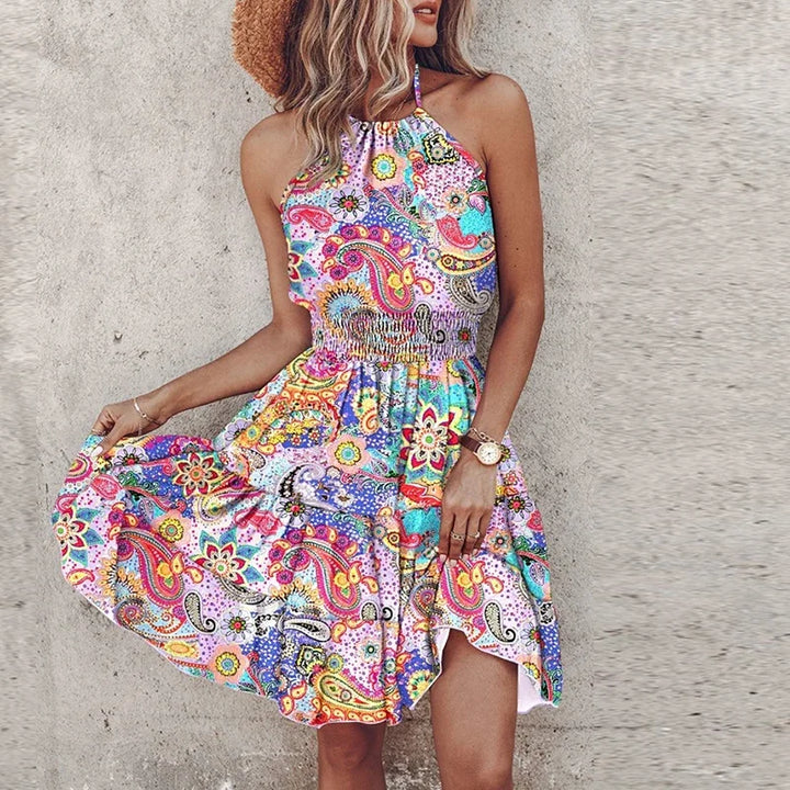 Esme | Boho Halter Summer Mini Dress