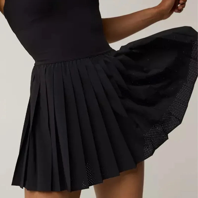 Maya | Women’s Racerback Pleated Pickleball Dress with Perforated Hem