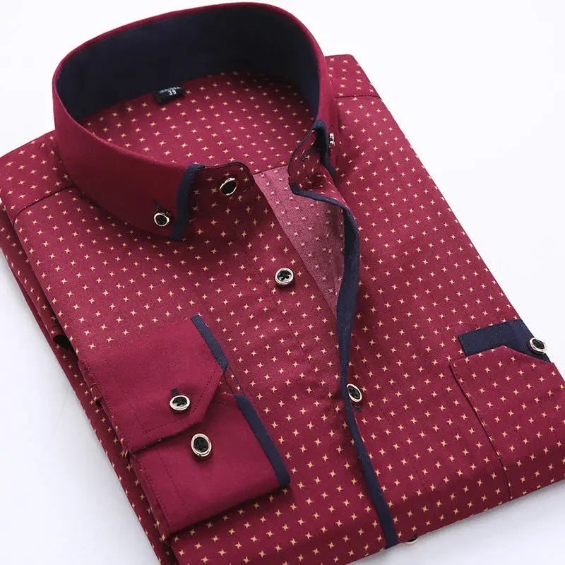 Sterling | Men’s Micro-Dot Contrast Collar Long Sleeve Button-Down