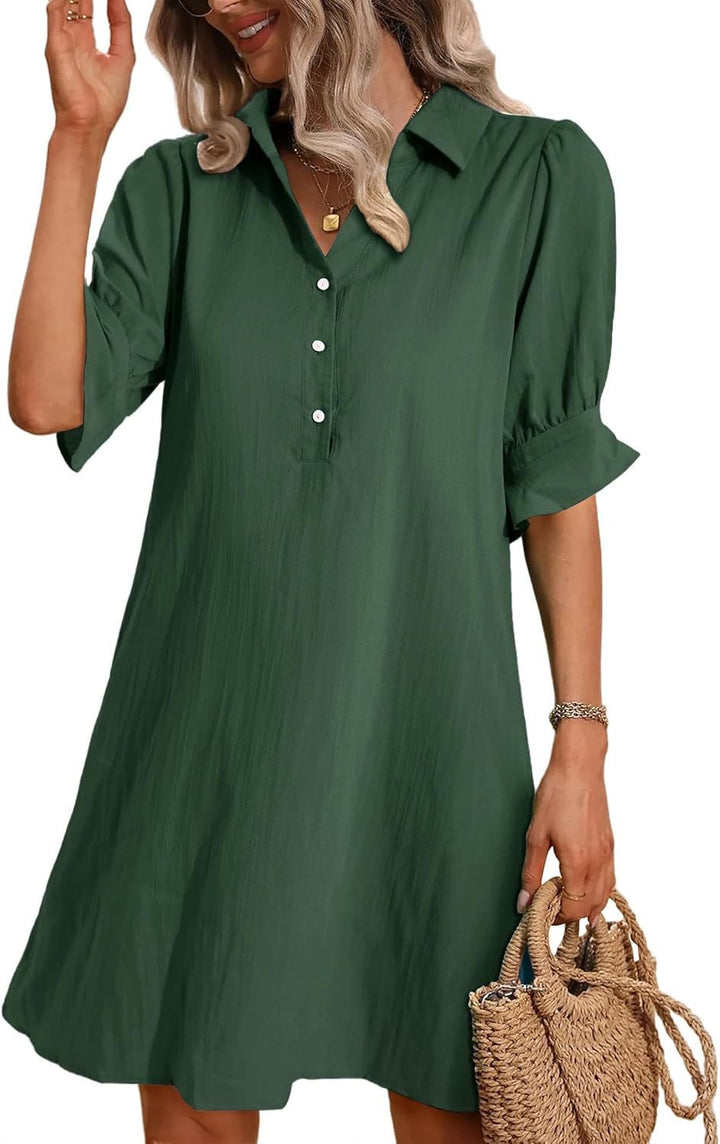 Vionne | Effortless Button-Collar Shirt Dress